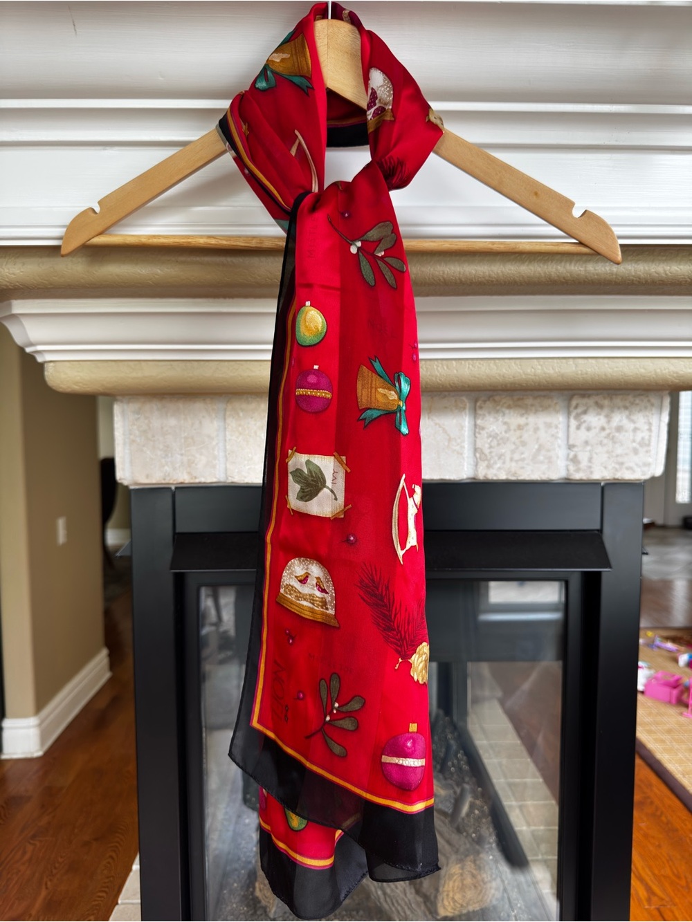 Christmas Satin Scarf Bag Scarf Festive Pattern